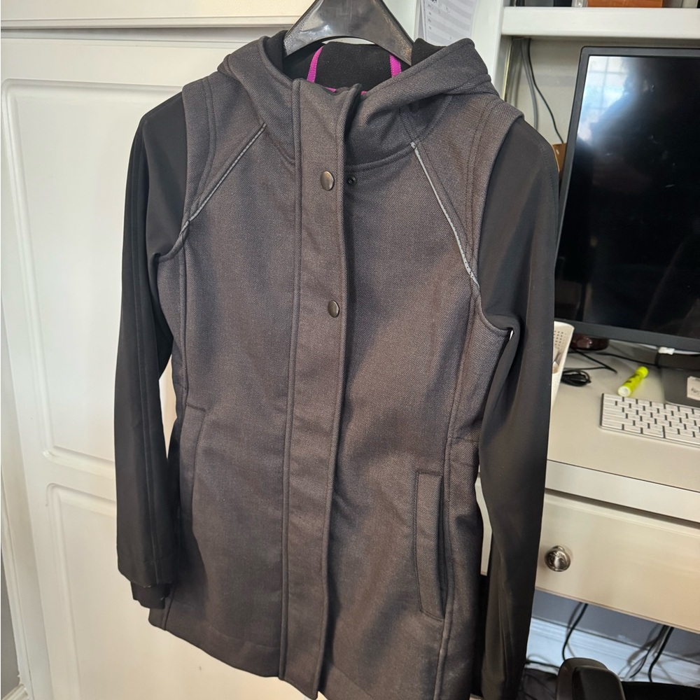 Ivivva Black and Gray Hooded Coat